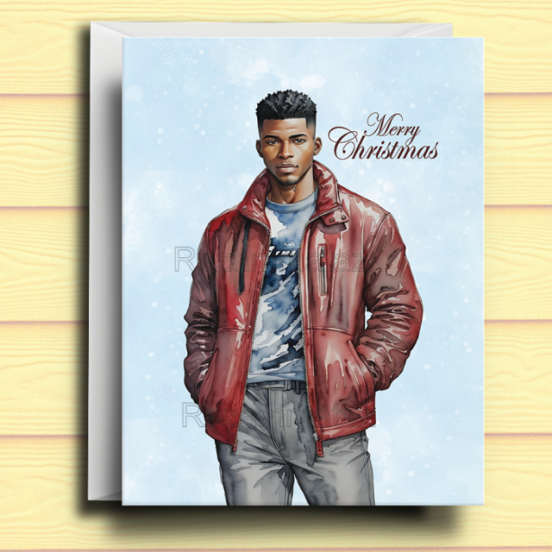 Black Man K Christmas Card